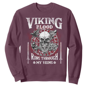 Viking Blood Runs Through My Veins Sweatshirt TS09 Maroon Print Your Wear