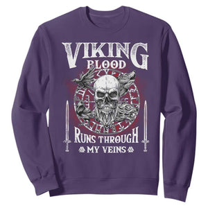 Viking Blood Runs Through My Veins Sweatshirt TS09 Purple Print Your Wear