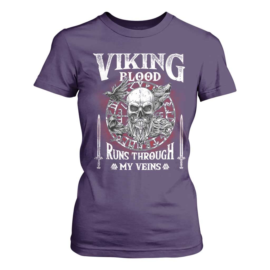 Viking Blood Runs Through My Veins T Shirt For Women TS09 Purple Print Your Wear