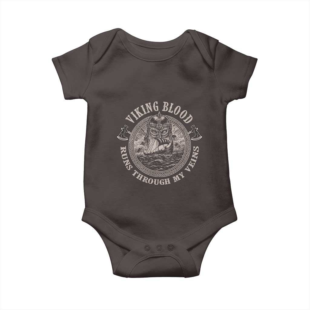 Viking Blood Baby Onesie Runs Through My Veins TS09 Dark Chocolate Print Your Wear