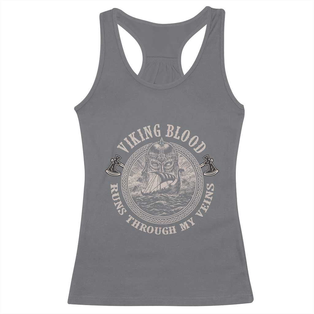 Viking Blood Racerback Tank Top Runs Through My Veins TS09 Charcoal Print Your Wear