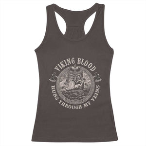 Viking Blood Racerback Tank Top Runs Through My Veins TS09 Dark Chocolate Print Your Wear