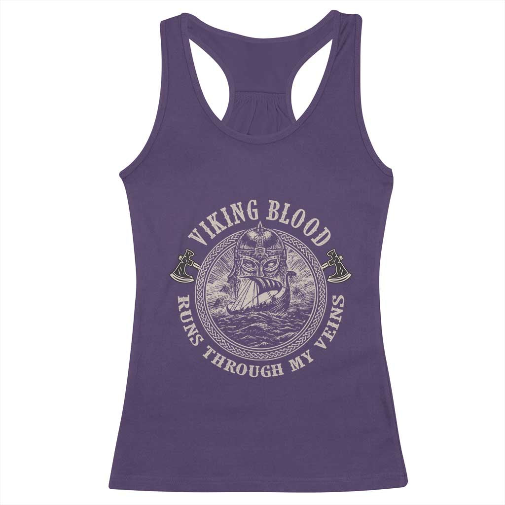 Viking Blood Racerback Tank Top Runs Through My Veins TS09 Purple Print Your Wear