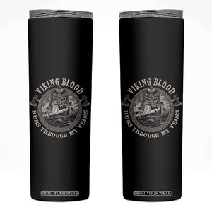 Viking Blood Skinny Tumbler Runs Through My Veins TS09 Black Print Your Wear