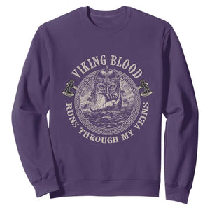Viking Blood Sweatshirt Runs Through My Veins TS09 Purple Print Your Wear