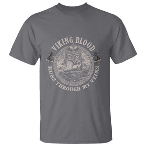 Viking Blood T Shirt Runs Through My Veins TS09 Charcoal Print Your Wear