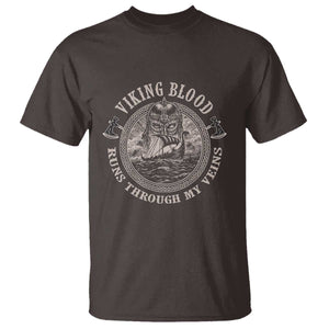 Viking Blood T Shirt Runs Through My Veins TS09 Dark Chocolate Print Your Wear
