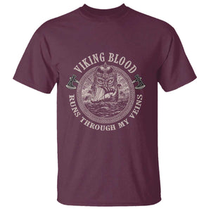 Viking Blood T Shirt Runs Through My Veins TS09 Maroon Print Your Wear
