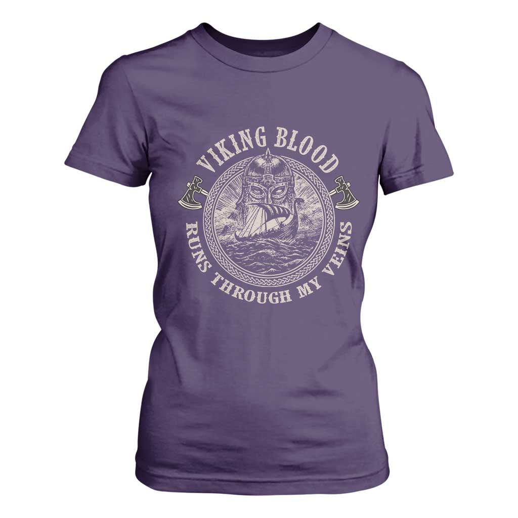 Viking Blood T Shirt For Women Runs Through My Veins TS09 Purple Print Your Wear