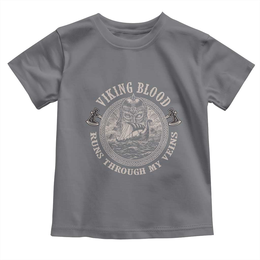 Viking Blood Toddler T Shirt Runs Through My Veins TS09 Charcoal Print Your Wear