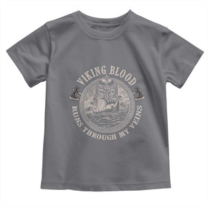 Viking Blood Toddler T Shirt Runs Through My Veins TS09 Charcoal Print Your Wear