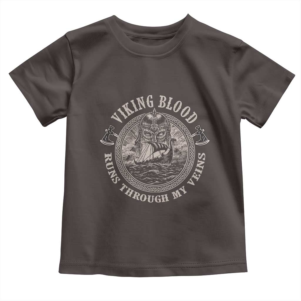 Viking Blood Toddler T Shirt Runs Through My Veins TS09 Dark Chocolate Print Your Wear