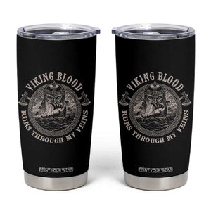 Viking Blood Tumbler Cup Runs Through My Veins TS09 Black Print Your Wear