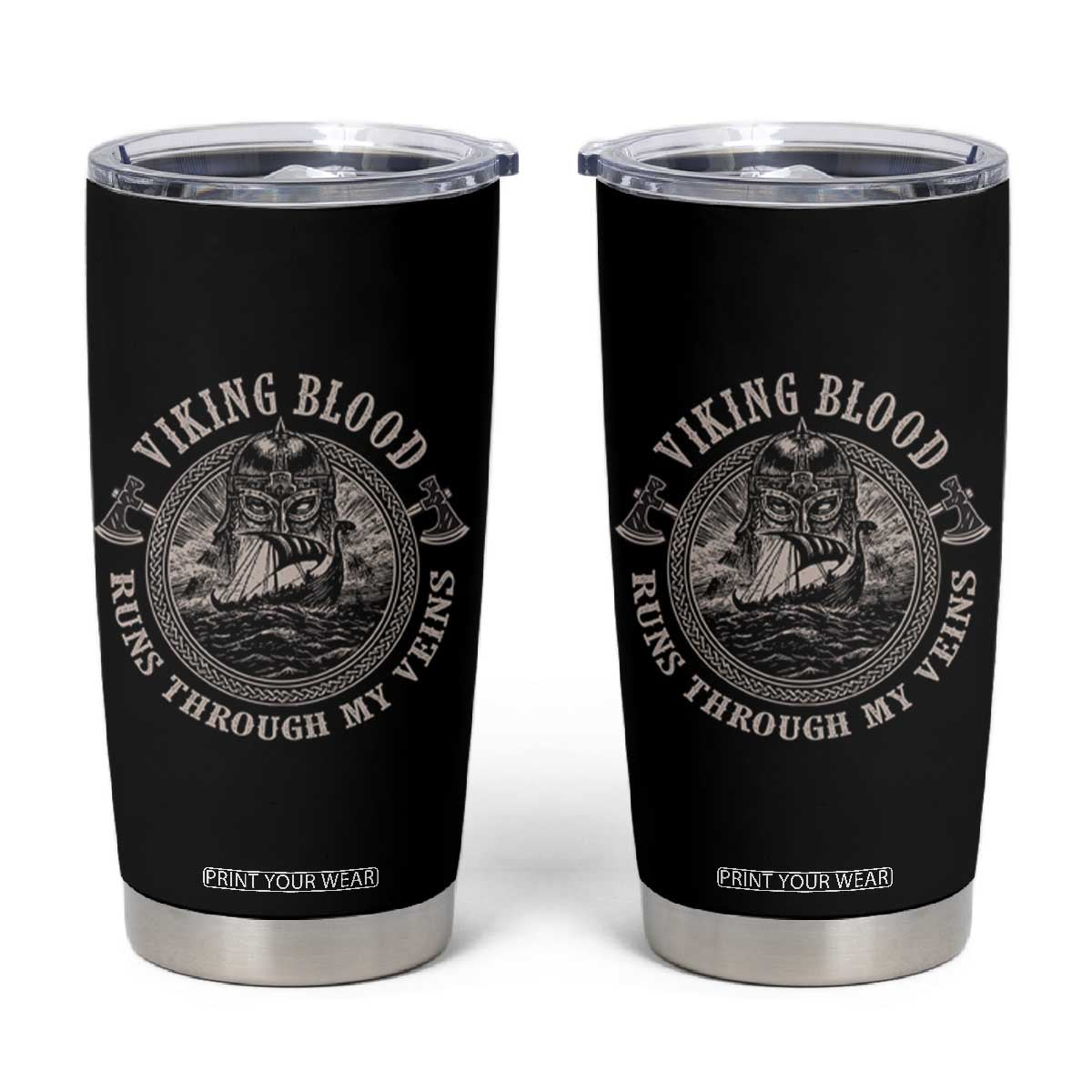 Viking Blood Tumbler Cup Runs Through My Veins TS09 Black Print Your Wear