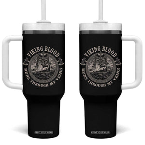 Viking Blood Tumbler With Handle Runs Through My Veins TS09 One Size: 40 oz Black Print Your Wear