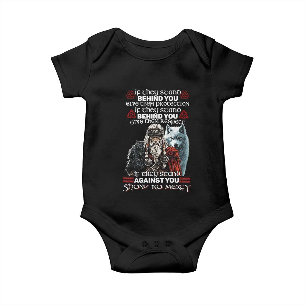 Viking Baby Onesie If They Stand Against You Show No Mercy TS09 Black Print Your Wear