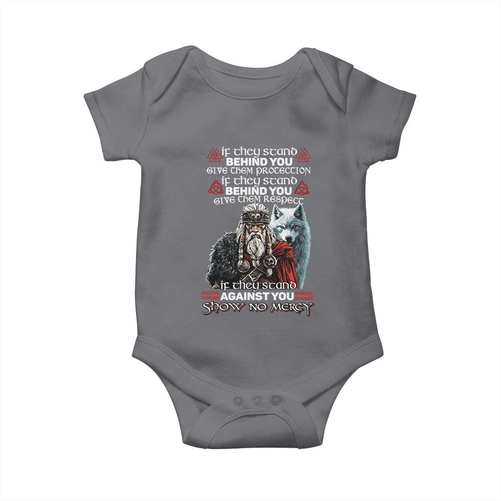 Viking Baby Onesie If They Stand Against You Show No Mercy TS09 Charcoal Print Your Wear