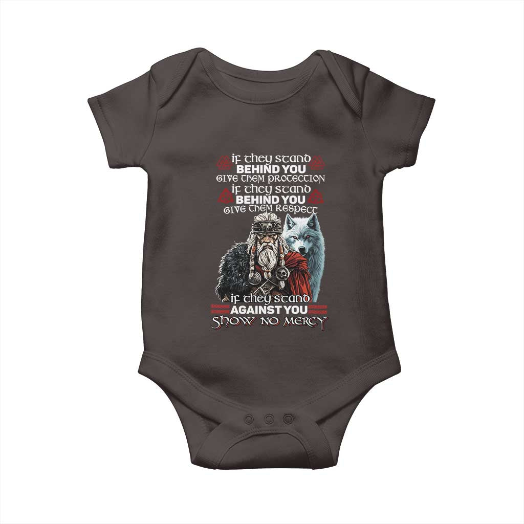 Viking Baby Onesie If They Stand Against You Show No Mercy TS09 Dark Chocolate Print Your Wear