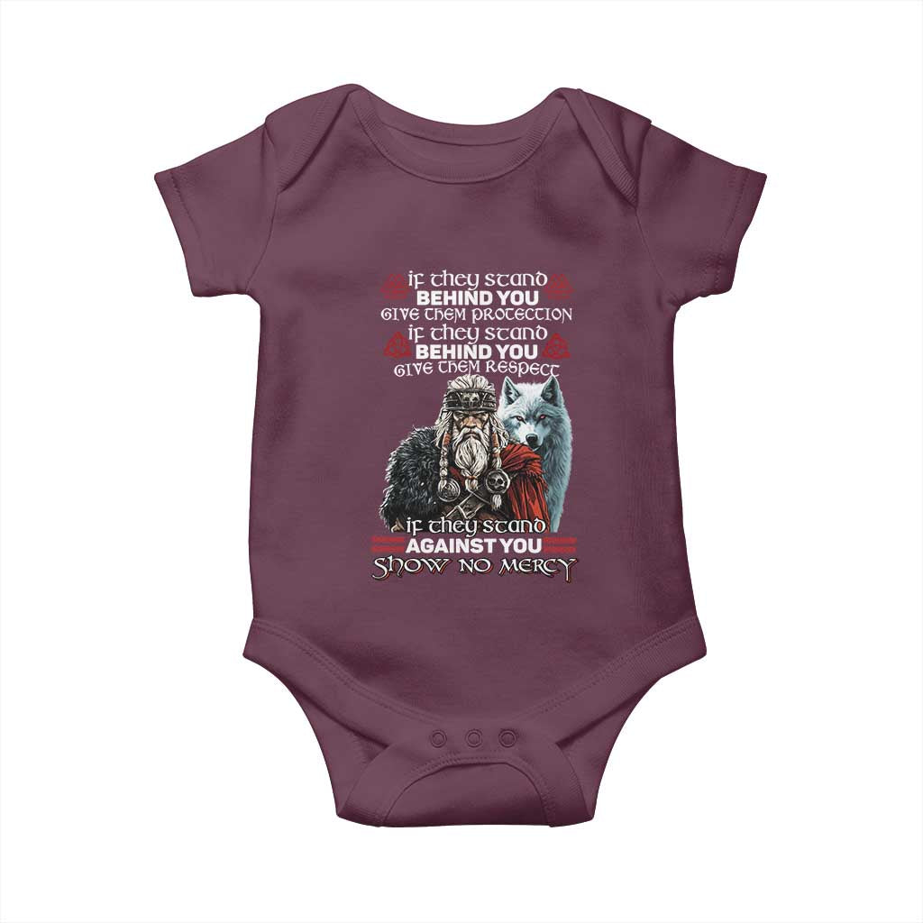 Viking Baby Onesie If They Stand Against You Show No Mercy TS09 Maroon Print Your Wear
