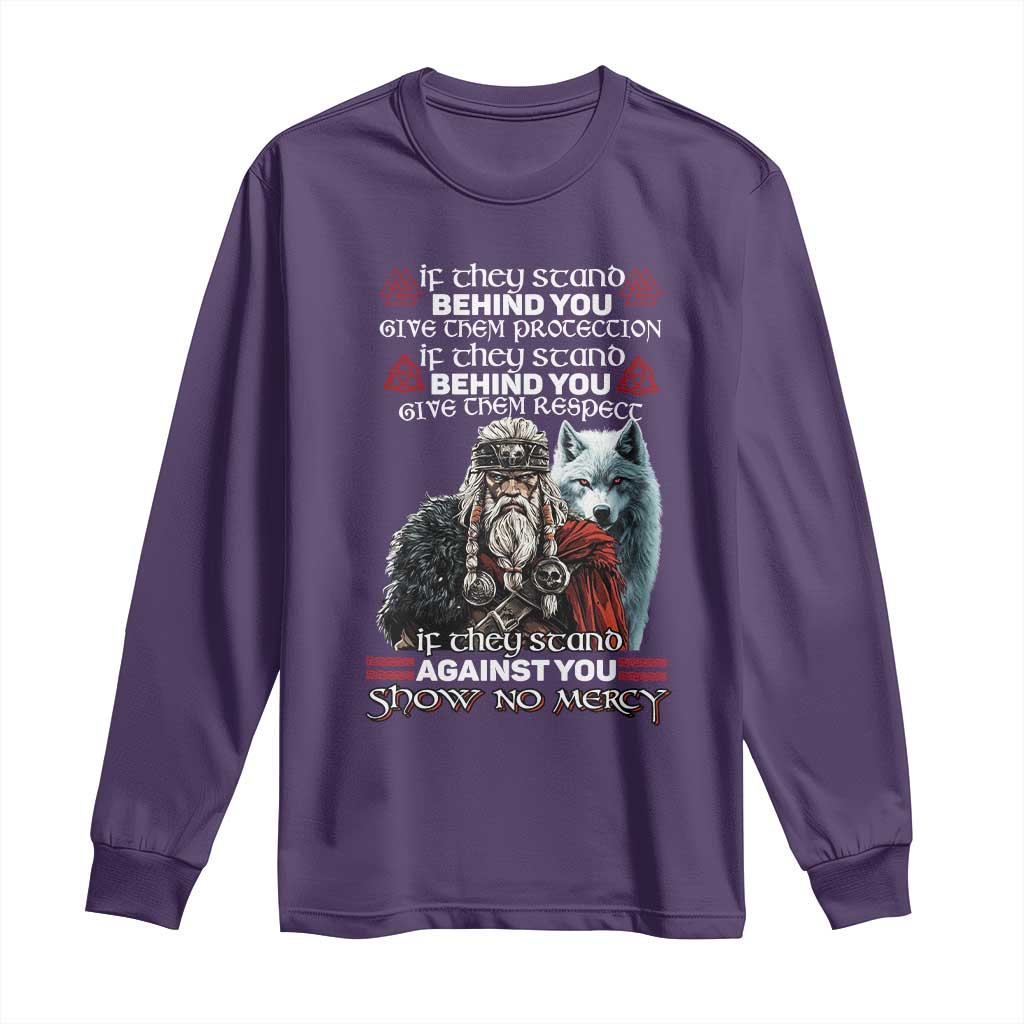 Viking Long Sleeve Shirt If They Stand Against You Show No Mercy TS09 Purple Print Your Wear