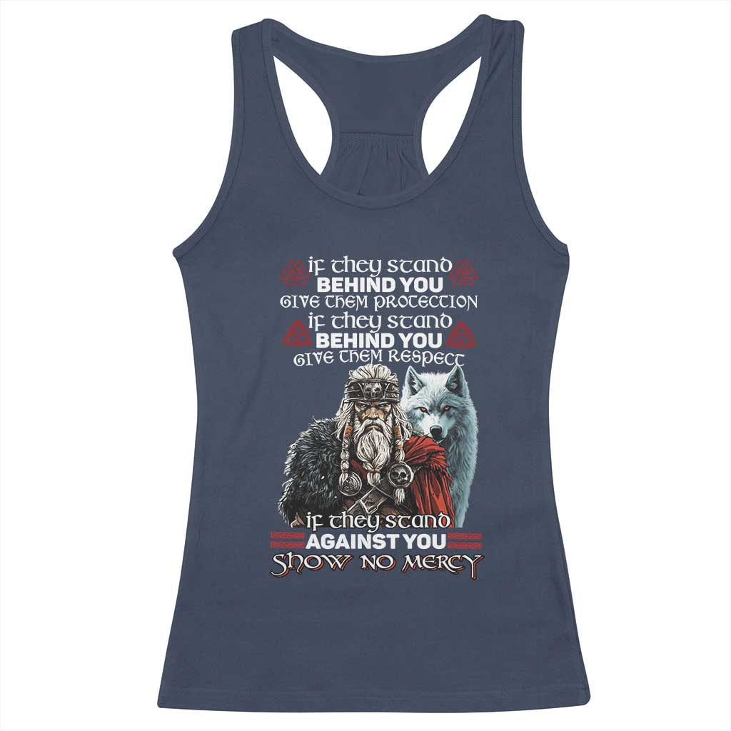 Viking Racerback Tank Top If They Stand Against You Show No Mercy TS09 Navy Print Your Wear