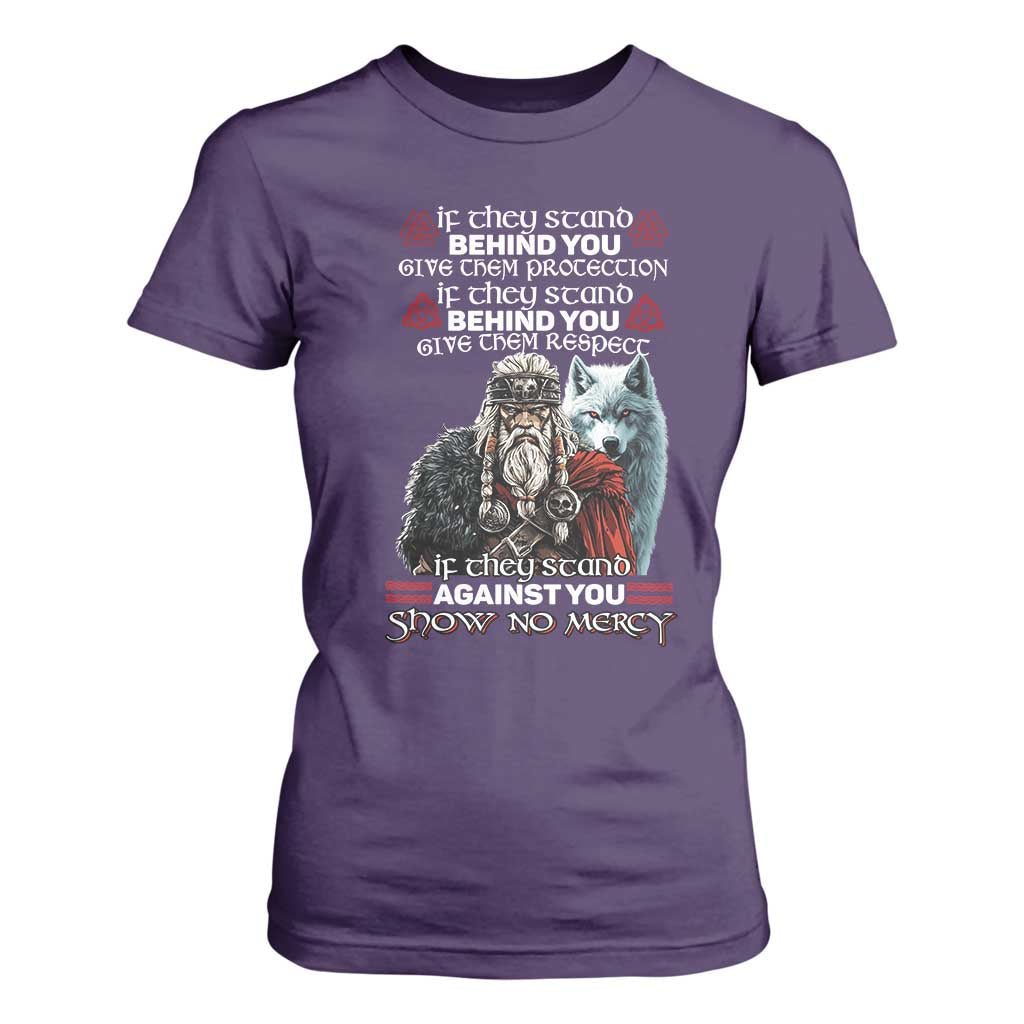 Viking T Shirt For Women If They Stand Against You Show No Mercy TS09 Purple Print Your Wear