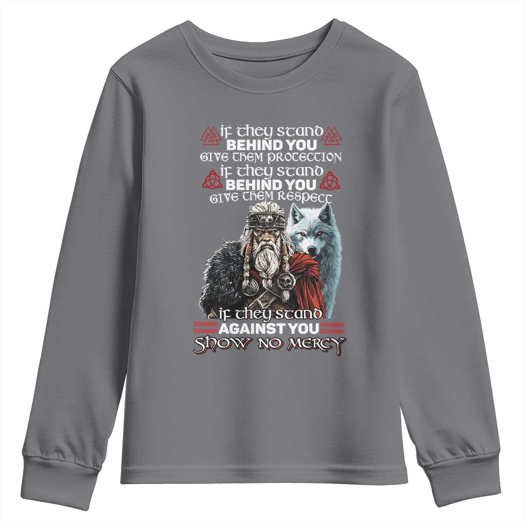 Viking Youth Sweatshirt If They Stand Against You Show No Mercy TS09 Charcoal Print Your Wear