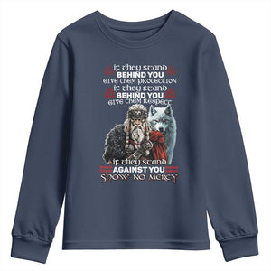 Viking Youth Sweatshirt If They Stand Against You Show No Mercy TS09 Navy Print Your Wear