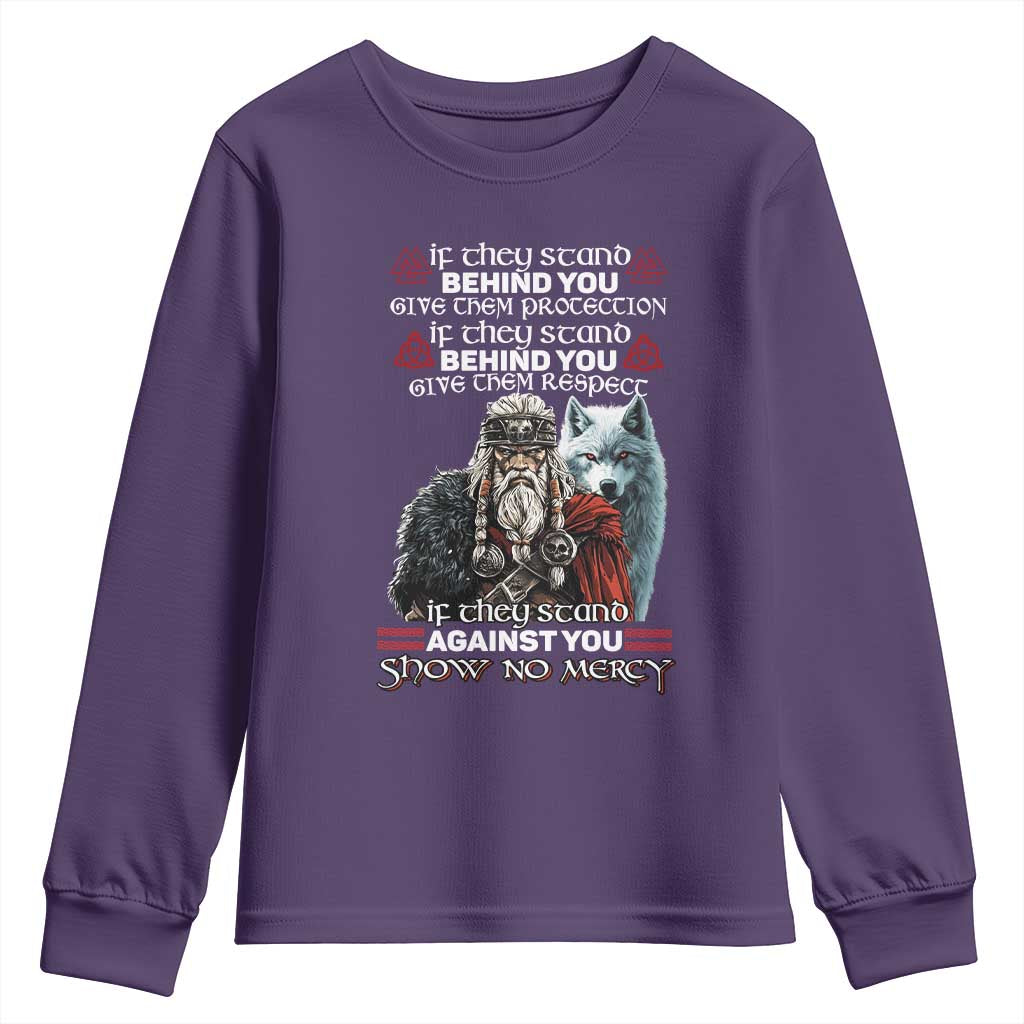 Viking Youth Sweatshirt If They Stand Against You Show No Mercy TS09 Purple Print Your Wear