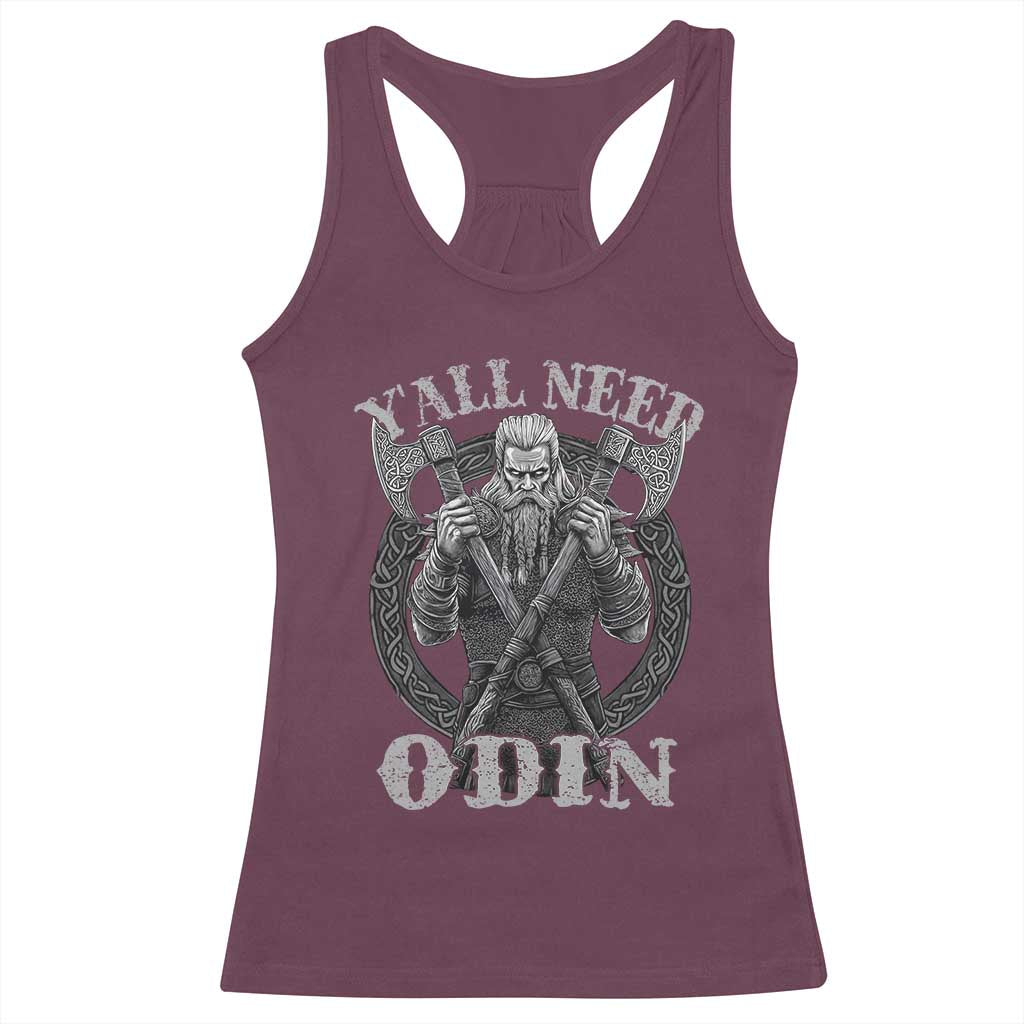 Viking Racerback Tank Top Y'all Need Odin TS09 Maroon Print Your Wear