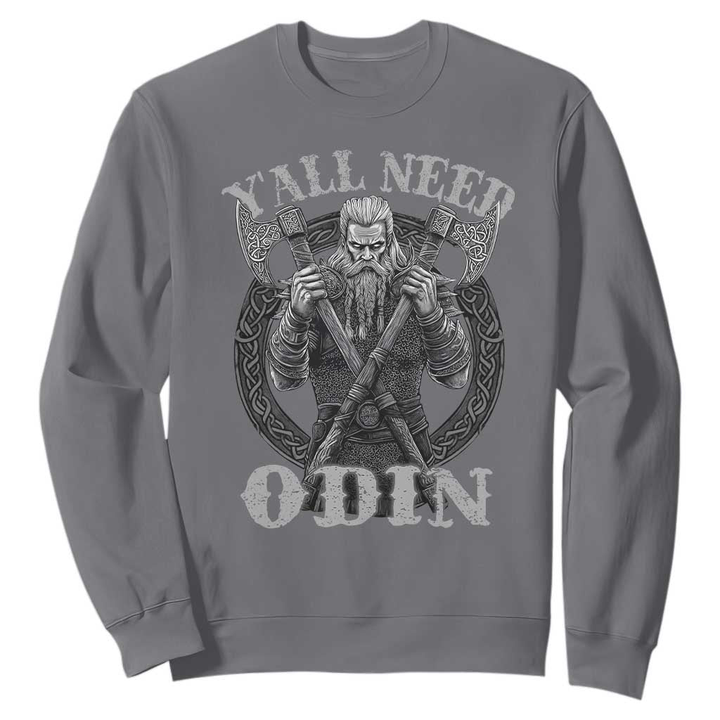 Viking Sweatshirt Y'all Need Odin TS09 Charcoal Print Your Wear