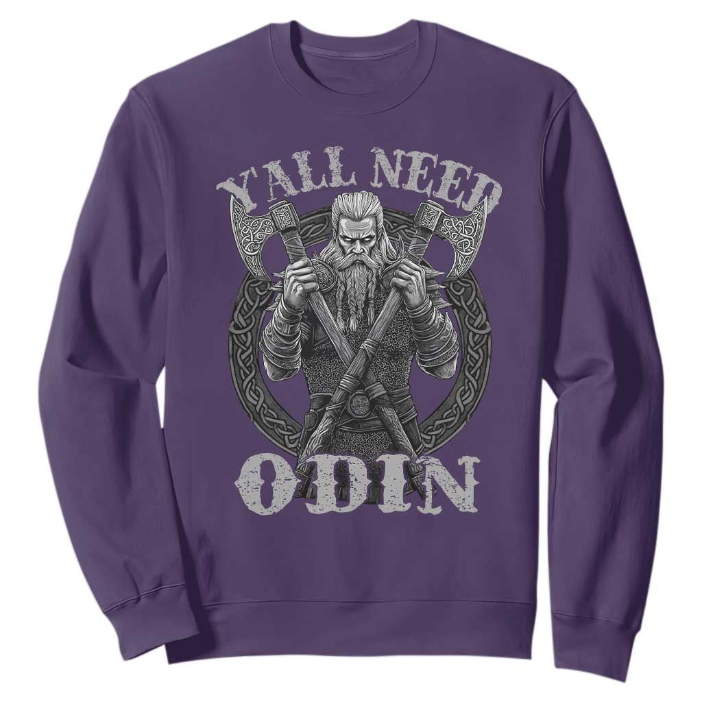 Viking Sweatshirt Y'all Need Odin TS09 Purple Print Your Wear