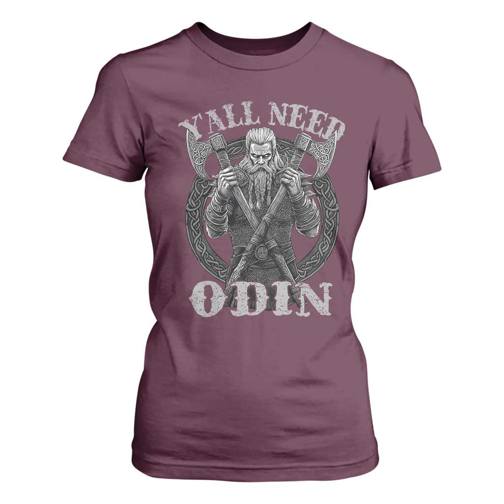 Viking T Shirt For Women Y'all Need Odin TS09 Maroon Print Your Wear