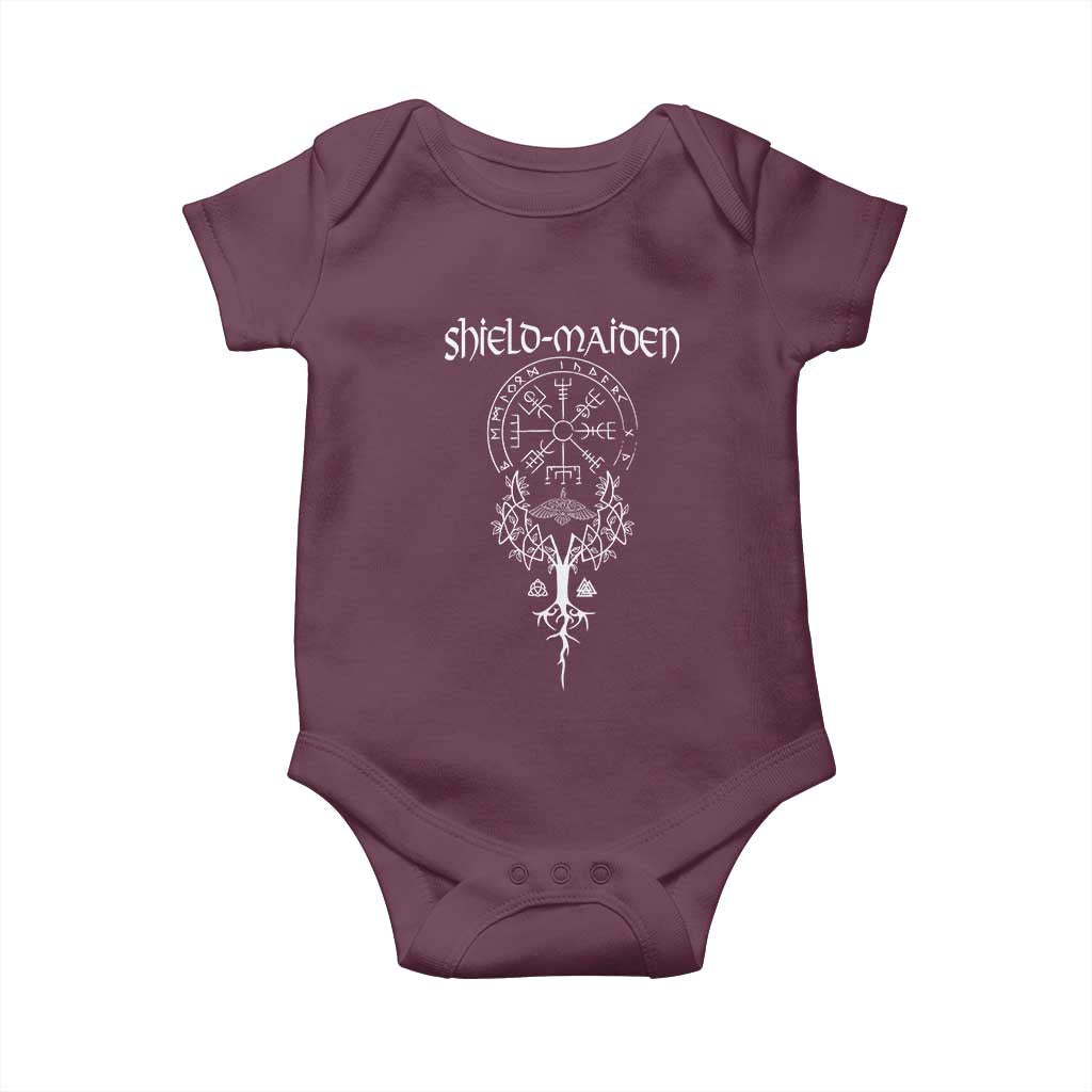 Shield Maiden Baby Onesie Female Warrior Scandinavian Folklore Mythology TS09 Maroon Print Your Wear