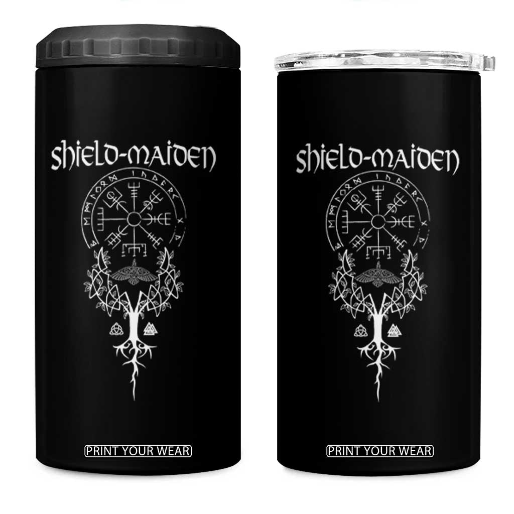 Shield Maiden 4 in 1 Can Cooler Tumbler Female Warrior Scandinavian Folklore Mythology TS09 One Size: 16 oz Black Print Your Wear