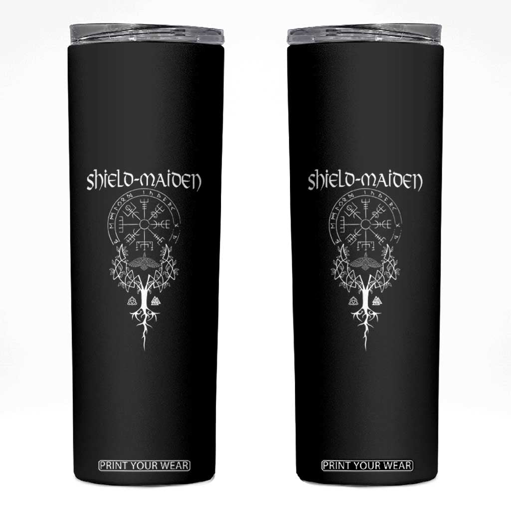 Shield Maiden Skinny Tumbler Female Warrior Scandinavian Folklore Mythology TS09 Black Print Your Wear