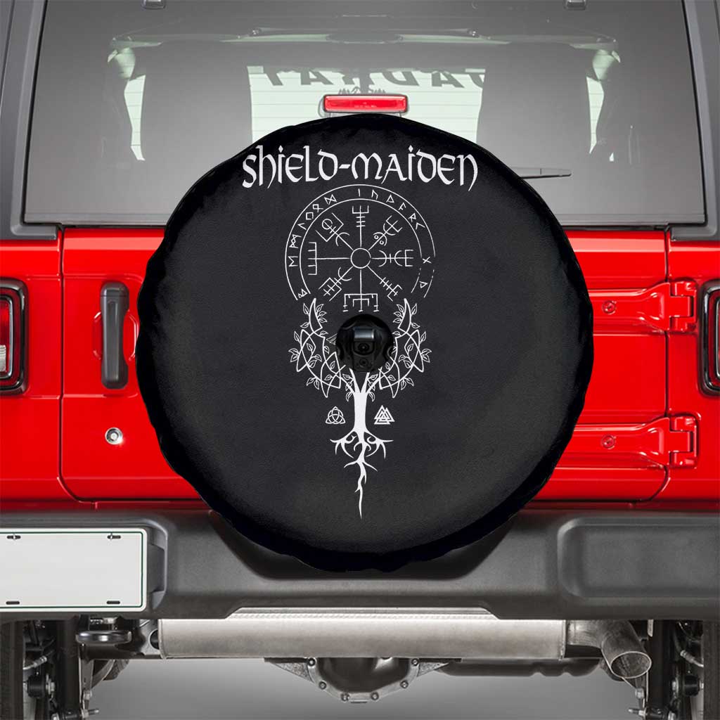 Shield Maiden Spare Tire Cover Female Warrior Scandinavian Folklore Mythology TS09 Black Print Your Wear