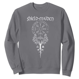 Shield Maiden Sweatshirt Female Warrior Scandinavian Folklore Mythology TS09 Charcoal Print Your Wear