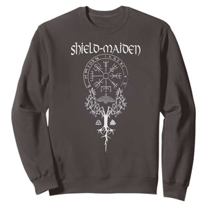 Shield Maiden Sweatshirt Female Warrior Scandinavian Folklore Mythology TS09 Dark Chocolate Print Your Wear