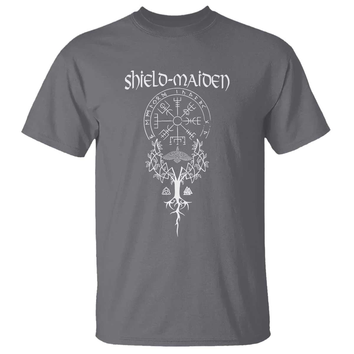 Shield Maiden T Shirt Female Warrior Scandinavian Folklore Mythology TS09 Charcoal Print Your Wear