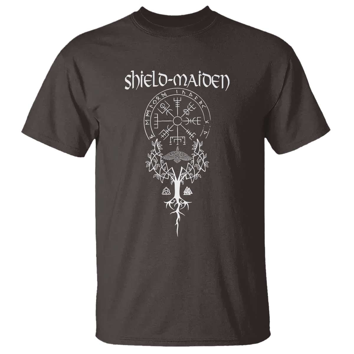 Shield Maiden T Shirt Female Warrior Scandinavian Folklore Mythology TS09 Dark Chocolate Print Your Wear
