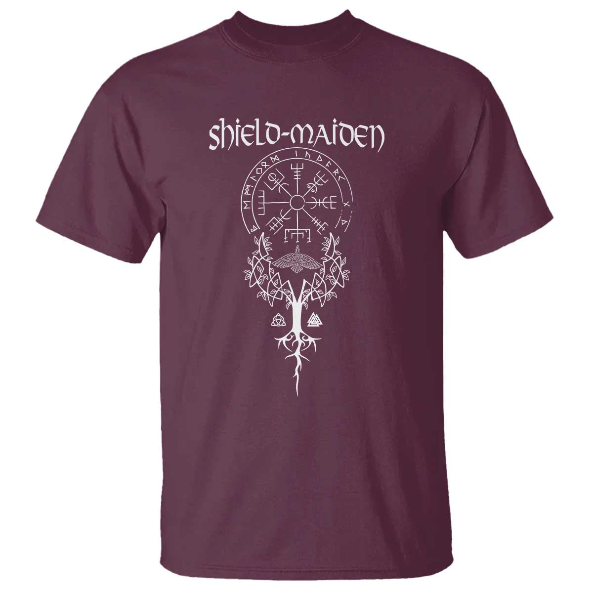 Shield Maiden T Shirt Female Warrior Scandinavian Folklore Mythology TS09 Maroon Print Your Wear