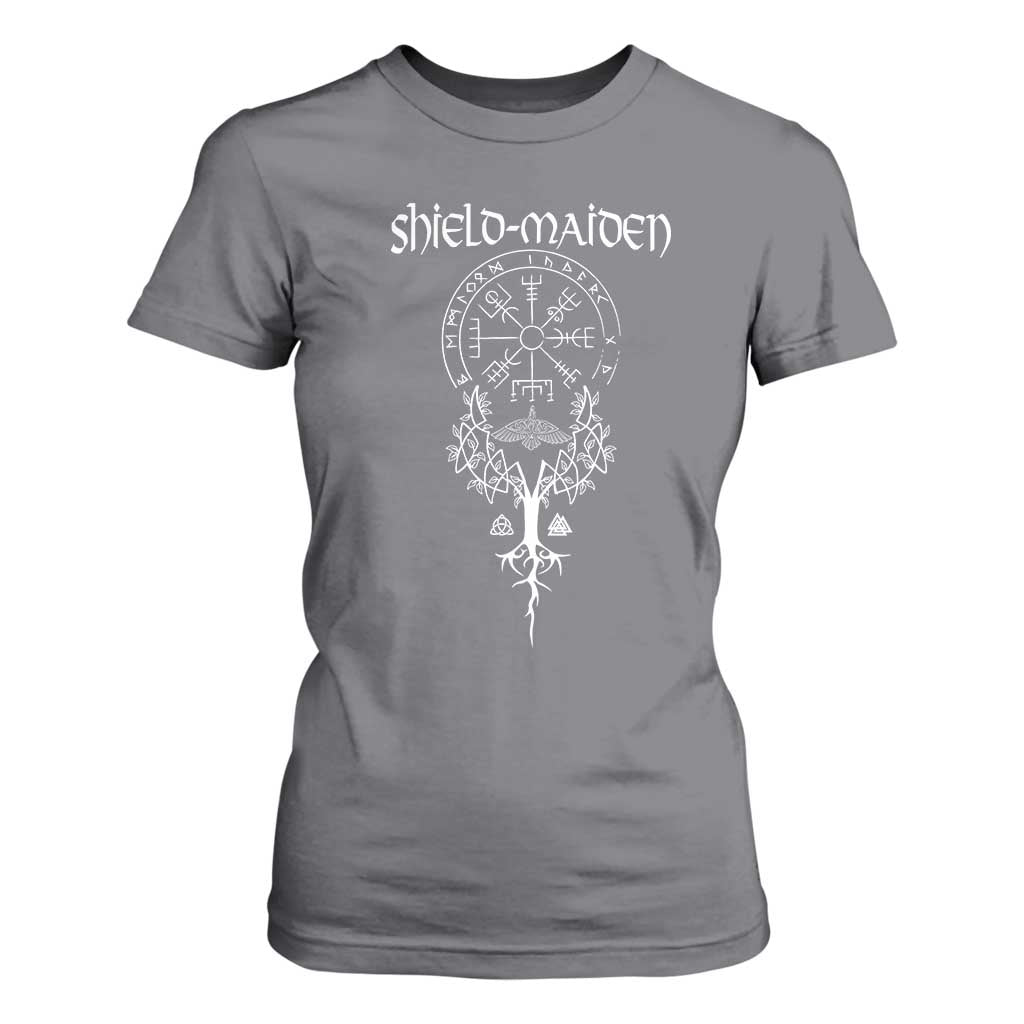 Shield Maiden T Shirt For Women Female Warrior Scandinavian Folklore Mythology TS09 Charcoal Print Your Wear