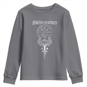 Shield Maiden Youth Sweatshirt Female Warrior Scandinavian Folklore Mythology TS09 Charcoal Print Your Wear