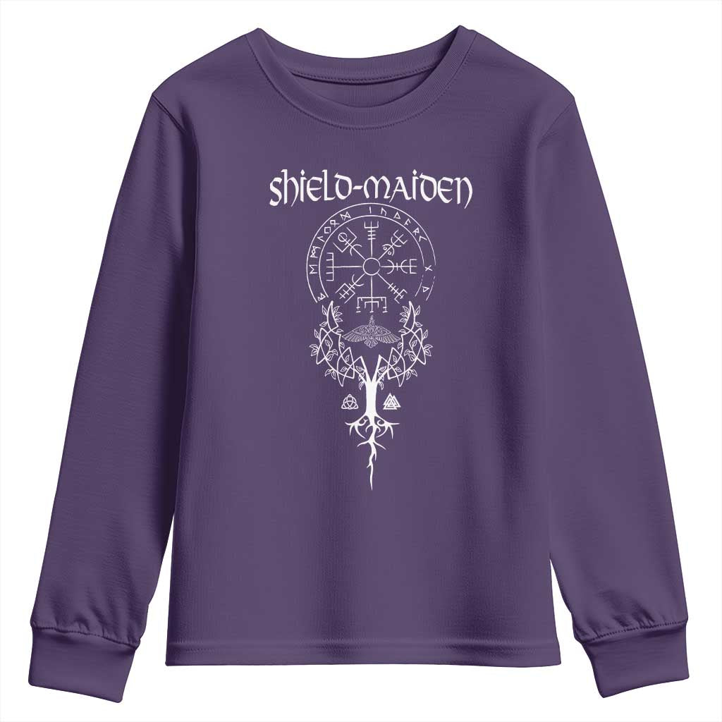 Shield Maiden Youth Sweatshirt Female Warrior Scandinavian Folklore Mythology TS09 Purple Print Your Wear
