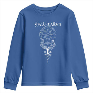 Shield Maiden Youth Sweatshirt Female Warrior Scandinavian Folklore Mythology TS09 Royal Blue Print Your Wear