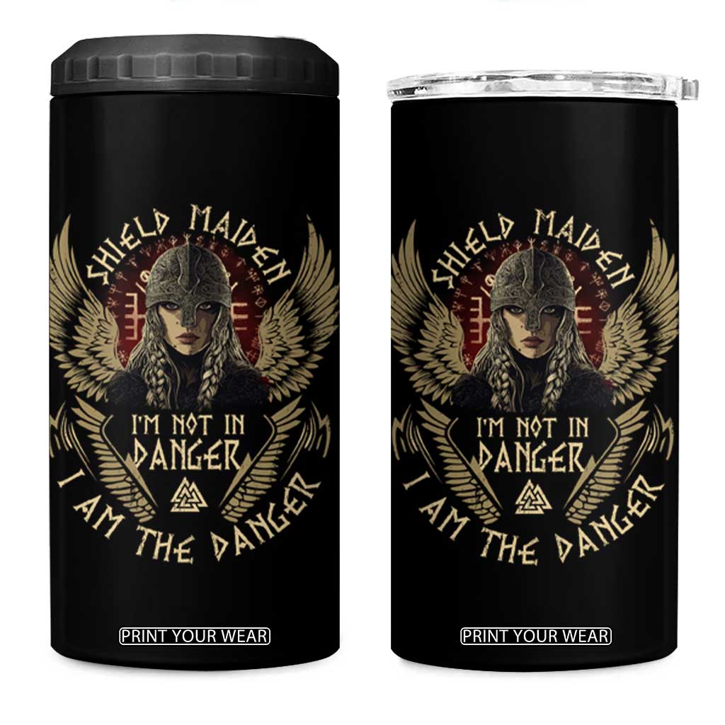 Shield Maiden 4 in 1 Can Cooler Tumbler I Am The Danger Female Warrior Scandinavian Folklore Mythology TS09 One Size: 16 oz Black Print Your Wear