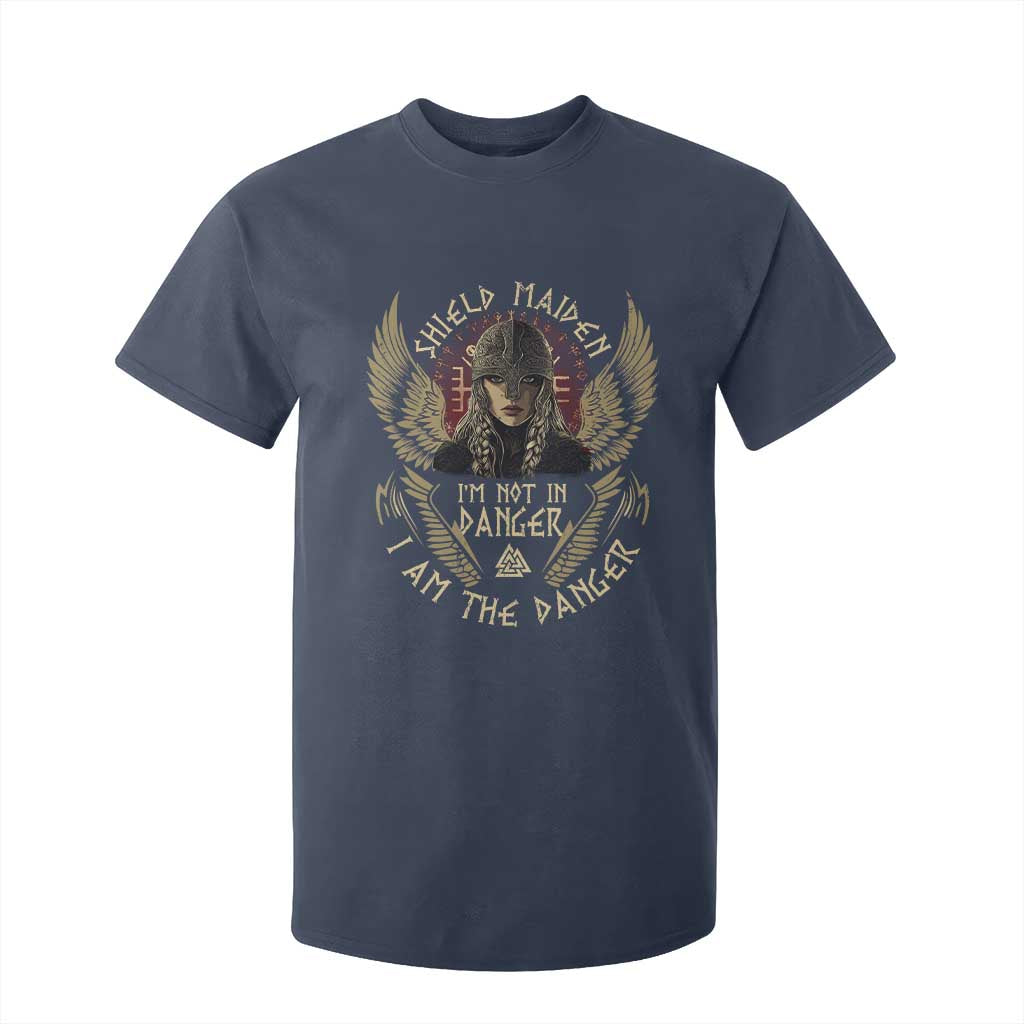 Shield Maiden T Shirt For Kid I Am The Danger Female Warrior Scandinavian Folklore Mythology TS09 Navy Print Your Wear