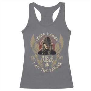 Shield Maiden Racerback Tank Top I Am The Danger Female Warrior Scandinavian Folklore Mythology TS09 Charcoal Print Your Wear
