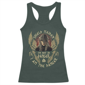 Shield Maiden Racerback Tank Top I Am The Danger Female Warrior Scandinavian Folklore Mythology TS09 Dark Forest Green Print Your Wear
